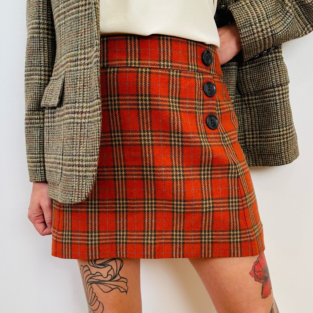 Gap Skirt 2000s Schoolgirl Plaid Mini Y2K wool blend